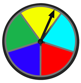 Spinner with five equal colored parts 